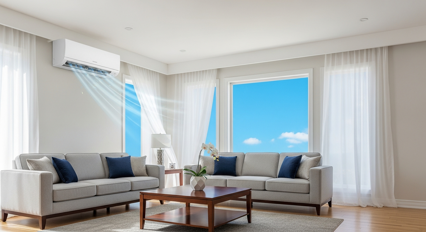 Installation de climatisation moderne dans un intérieur confortable